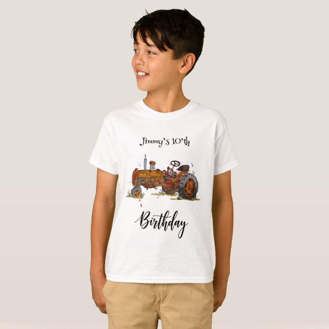 T-shirt Fête d'anniversaire de garçons avec design de trac (Devant entier)