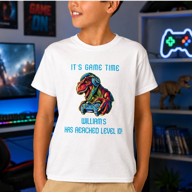T-shirt Fête d'anniversaire de jeu vidéo dinosaure (Video Game Dinosaur Gaming Birthday Party T-Shirt)