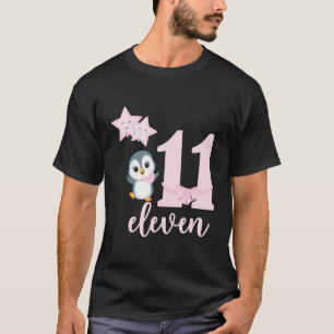 T-shirt Fête d'anniversaire de la 11e manchot Fille de onz