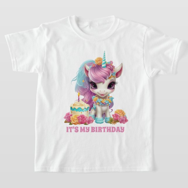 T-shirt Fête d'anniversaire de la petite fille (Poser)