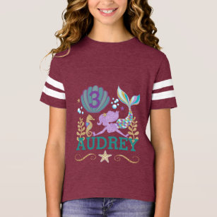 T-shirt Fête d'anniversaire de la Sirène Personnalisée T C