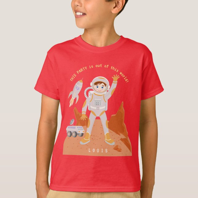 T-shirt Fête d'anniversaire de l'astronaute de Mars (Devant)