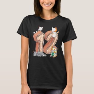 T-shirt Fête d'anniversaire des chats 12 ans Douze ans Cha