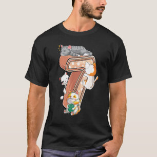 T-shirt Fête d'anniversaire des chats 7 sept ans chaton P