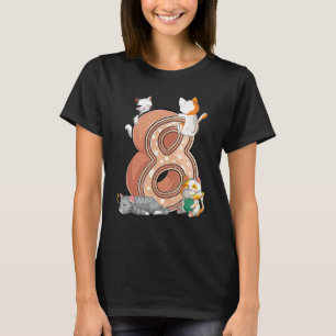 T-shirt Fête d'anniversaire des chats 8 ans Huit 8 ans Pet