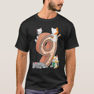 T-shirt Fête d'anniversaire des chats 9 ans Neuf 9 ans Cha