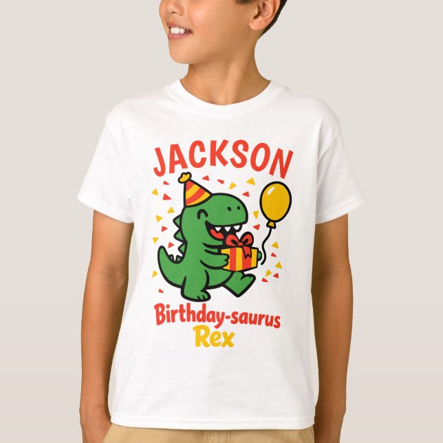 T-shirt Fête d'anniversaire dinosaure sur mesure (Devant)