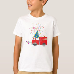 T-shirt Fête d'anniversaire du Camion d'incendie rouge per