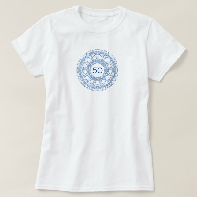 T-shirt Fête d'anniversaire grecque avec âge et couleurs p (Design devant)