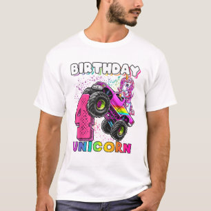 T-shirt Fête d'anniversaire licorne Monster Truck 4 ans
