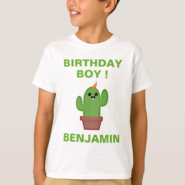 T-shirt Fête d'anniversaire mignonne de cactus de Kawaii (Devant)