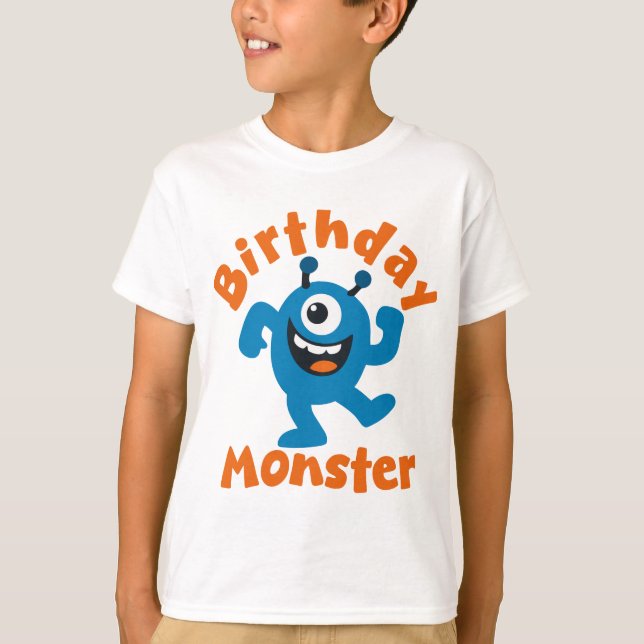 T-shirt Fête d'anniversaire Monstre Bleu (Devant)
