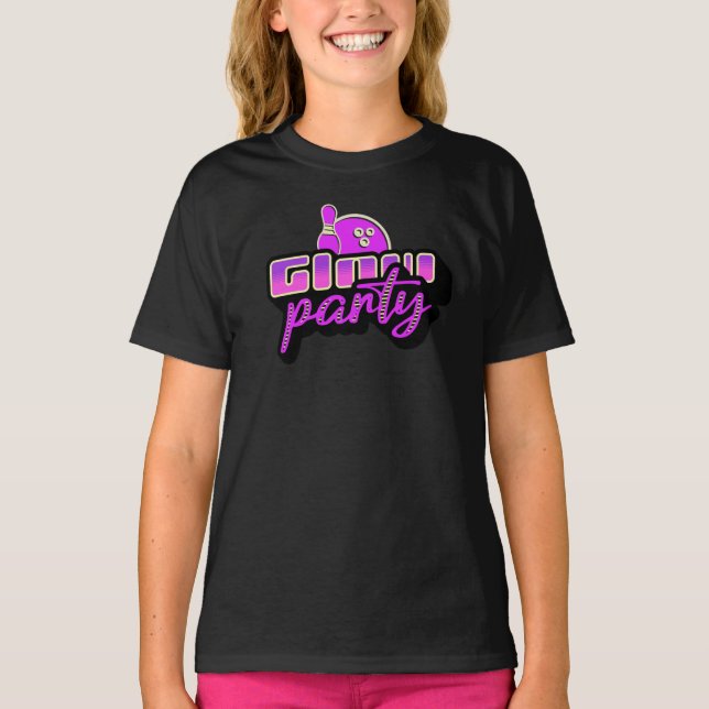 T-shirt Fête d'anniversaire Neon Bowling Party Bash (Devant)