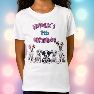 T-Shirt Fête d'anniversaire pour fille avec chiot dalmatie
