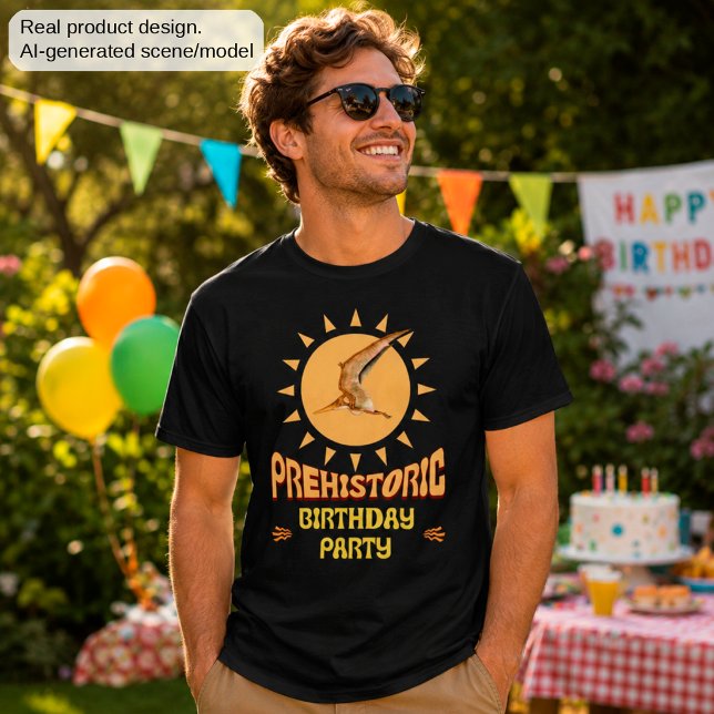 T-shirt Fête d'anniversaire Ptérodactyle Rétro Soleil Dino (Créateur téléchargé)
