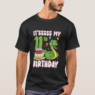 T-shirt Fête d'anniversaire Python 11 ans serpent pour enf