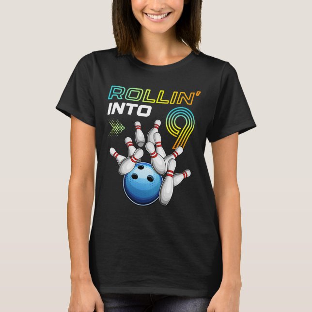 T-shirt Fête d'anniversaire rétro de bowling en roulant da (Devant)