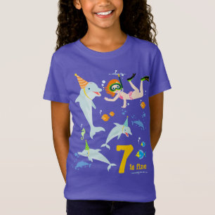 T-Shirt Fête d'anniversaire sous-marine dauphins et fille
