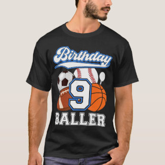 T-shirt Fête d'anniversaire sportive 9 ans garçon Annivers