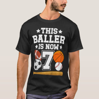 T-shirt Fête d'anniversaire sportive pour 7 ans Sept ans 