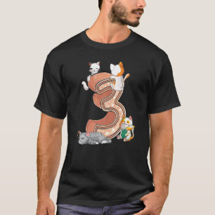 T-shirt Fête d'anniversaire Troisième 3ème Chat Trois 3 An