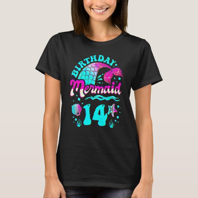 T-shirt Fête de 14 ans Thème Océan Sirène F (Devant)