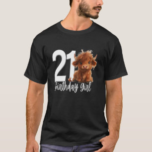 T-shirt Fête de 21 ans Vache des Highlands Fille Fille Twe