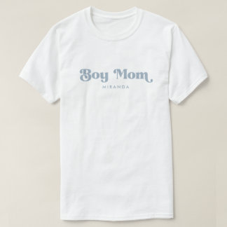 T-shirt Fête de Baby Shower Minimaliste Rétro Bleu "Maman