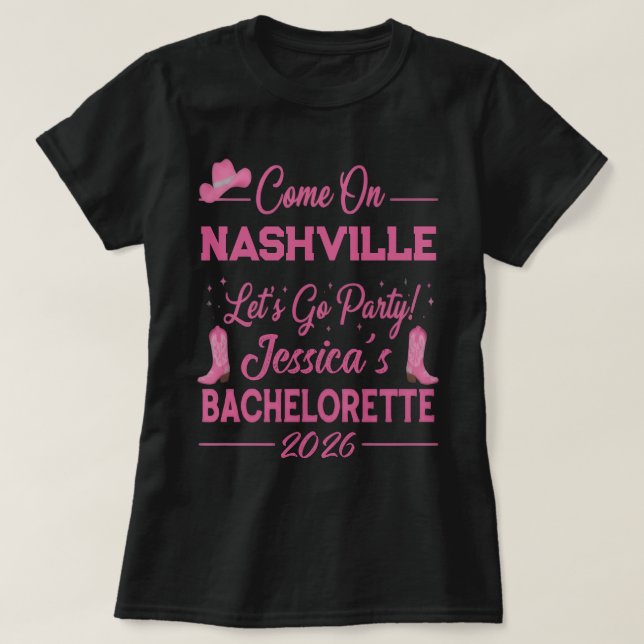 T-shirt Fête de Bachelorette Cowboy Barbiecore sur mesure (Design devant)