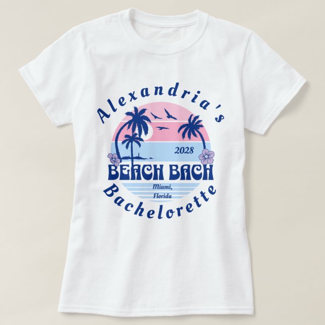 T-shirt Fête de Bachelorette sur la plage de la mariée (Design devant)
