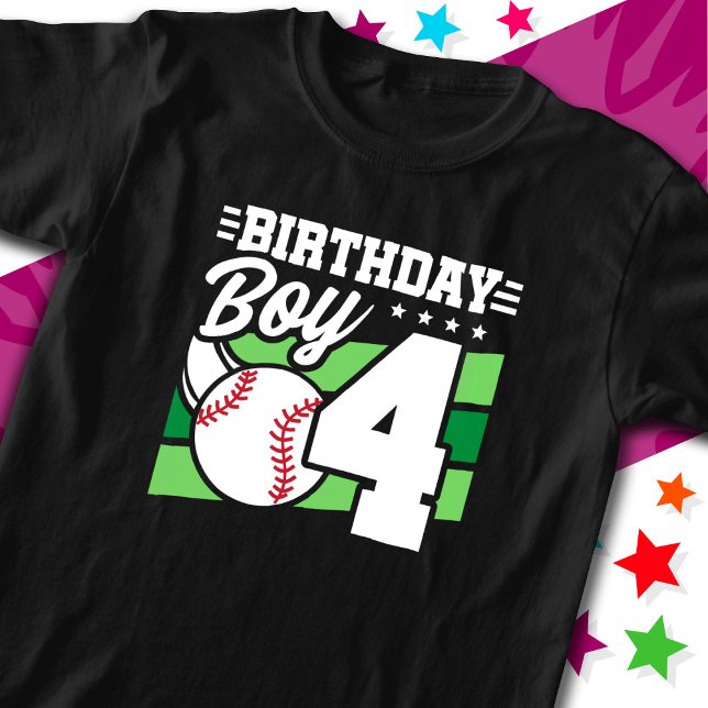 T-shirt Fête de baseball 4 ans Thème 4ème anniversaire Gar (Créateur téléchargé)