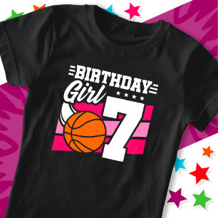 T-Shirt Fête de basket-ball 7 ans 7e anniversaire fille