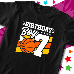 T-shirt Fête de basket-ball de 7 ans thème 7e anniversaire