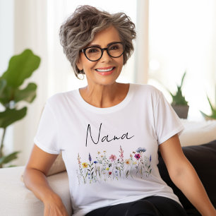 T-shirt Fête de bébé Elegant Wildflower Meadow Nana