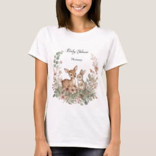 T-shirt Fête de bébé Vert Sauge de la Forêt Sage Cerf Lapi