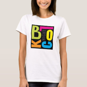 T-shirt Fête de Bloc Colorée Avant & Arrière 