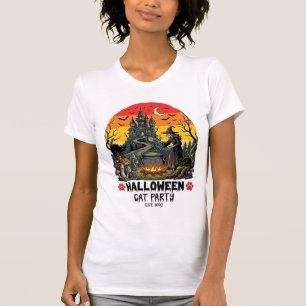 T-shirt Fête de chat d'Halloween Sorcière Chaudron Chats n