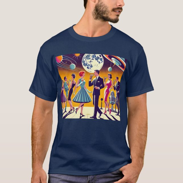 T-shirt Fête de Cocktail d'Ère Spatiale Milieu de Siècle 6 (Devant)