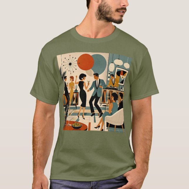 T-shirt Fête de danse martini branchée milieu du siècle mo (Devant)
