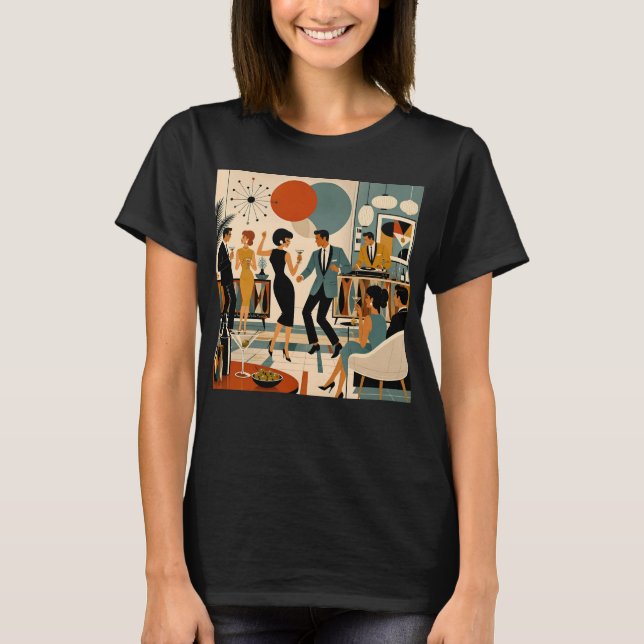 T-shirt Fête de danse martini branchée milieu du siècle mo (Devant)