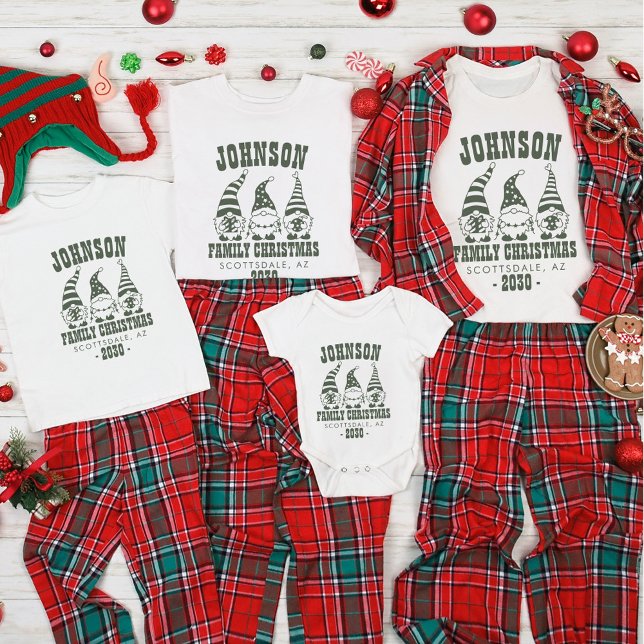 T-shirt Fête de famille Gnome verte tendance personnalisée (Créateur téléchargé)