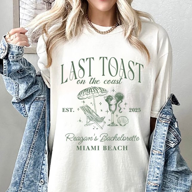 T-shirt Fête de Fiançailles Côtière Cocktail Vert (Créateur téléchargé)