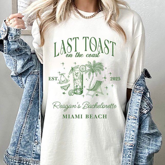 T-shirt Fête de Fiançailles Côtière Moderne Cocktail Vert (Créateur téléchargé)