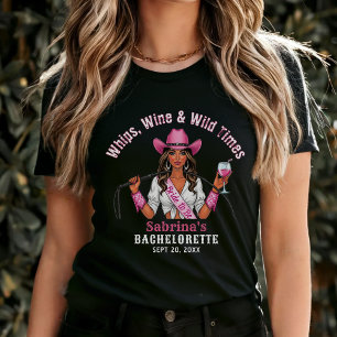 T-shirt Fête de Fiançailles de Cowgirl Fouets Vin & Moment