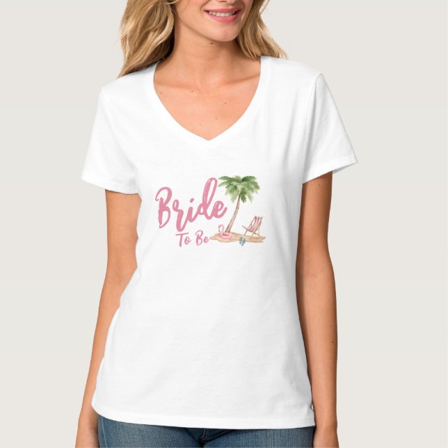 T-shirt Fête de Fiançailles de la future mariée à la Plage (Devant)