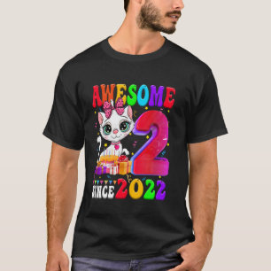 T-shirt Fête de fille 2ème anniversaire Mignon chat 2 ans