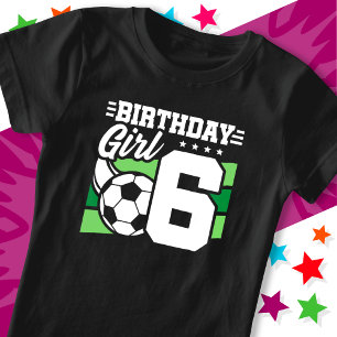 T-Shirt Fête de football de 6 ans 6e anniversaire fille