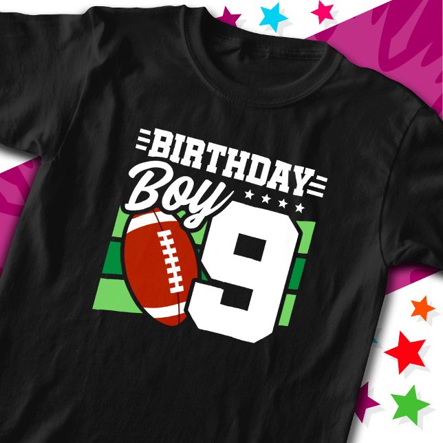 T-shirt Fête de football de 9 ans Thème 9e anniversaire ga (Créateur téléchargé)