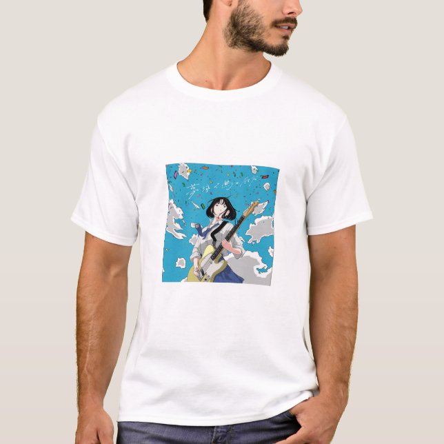 T-shirt Fête de guitariste de fille d'anime (Devant)