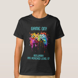 T-shirt Fête de jeu vidéo Boy Teal Level Up